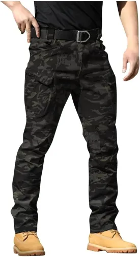 Men's Cargo Pants Stretch Tactical Pants Multi Pockets Hiking Ripstop Stretch Stylish Slim Fit Trousers 2025