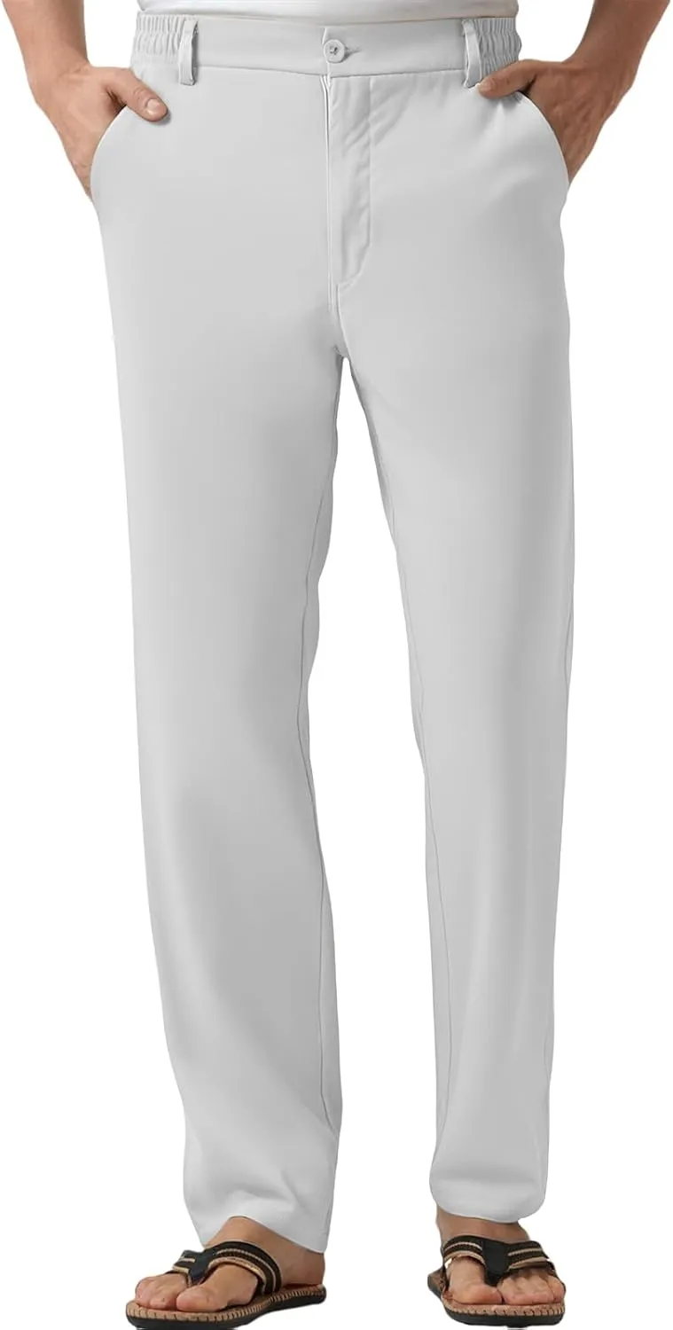 Mens Golf Pants Stretch Lightweight Quick Dry Dress Pant Slim Fit Straight Work Pants Flat Front Fashion Trousers