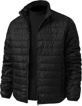 Mens Puffer Jacket Packable Lightweight Puffy Jacket with Zippered Pockets and Down Alternative, Lightweight Warm