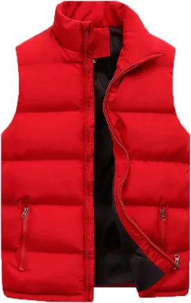 Mens Puffer Vest Padded Sleeveless Quilted Vest Down Jacket Cotton Gilet Jacket Lightweight Outdoor Outwear