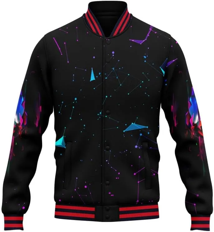 Men's Stylish Graphic Varsity Jacket Lightweight Casual Sport Outerwear for Spring,Fall Baseball Urban Bomber Jackets