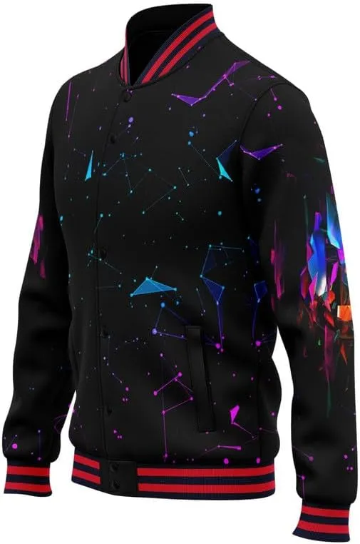 Men's Stylish Graphic Varsity Jacket Lightweight Casual Sport Outerwear for Spring,Fall Baseball Urban Bomber Jackets