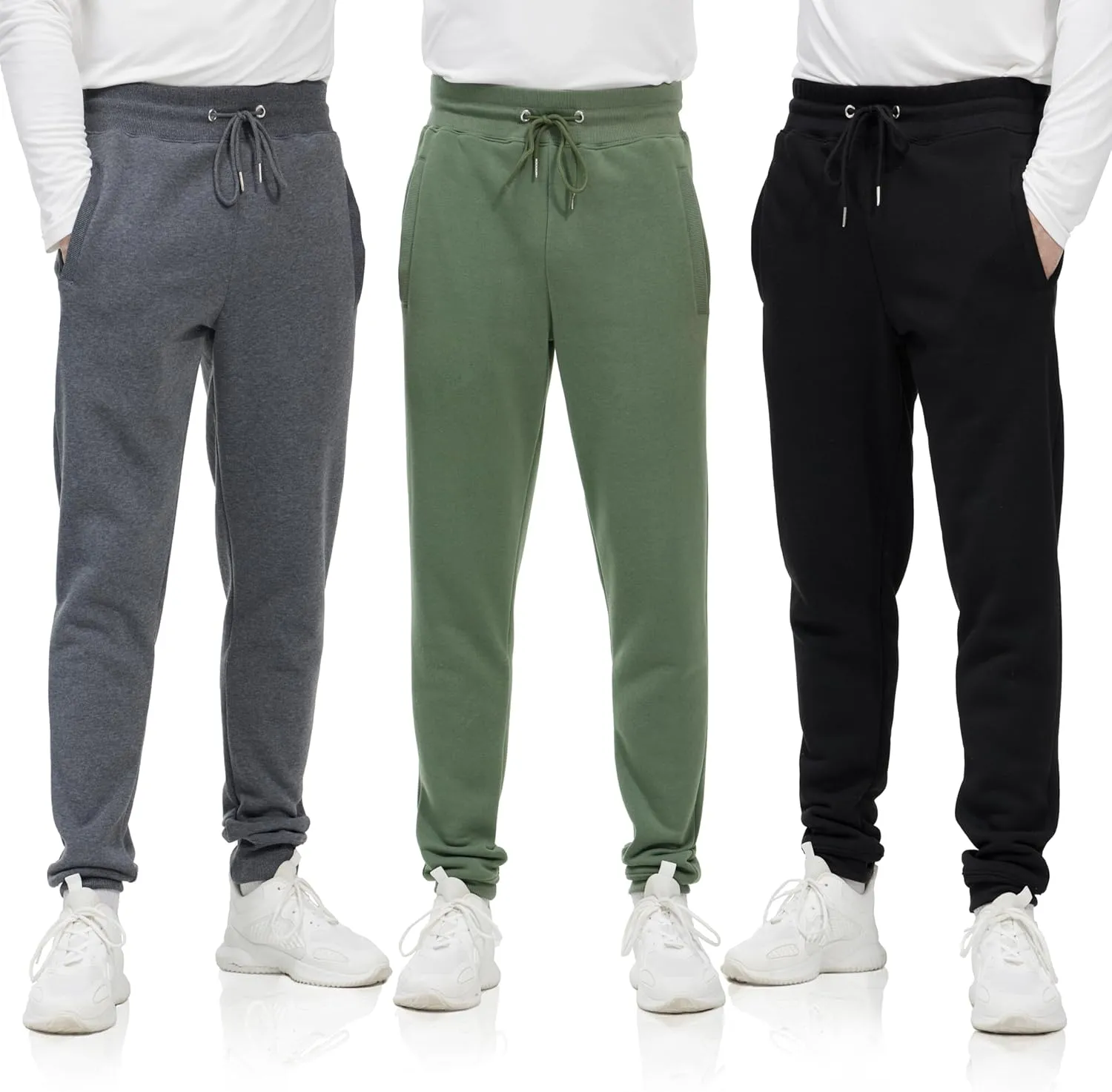 Mens Sweatpants with Pockets, 3 Pack Fleece Casual Jogger for Men Athletic Pants with Drawstring