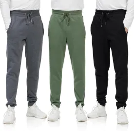 Mens Sweatpants with Pockets, 3 Pack Fleece Casual Jogger for Men Athletic Pants with Drawstring