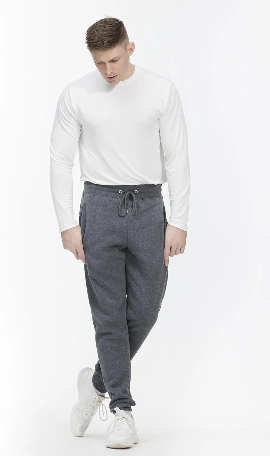 Mens Sweatpants with Pockets, 3 Pack Fleece Casual Jogger for Men Athletic Pants with Drawstring