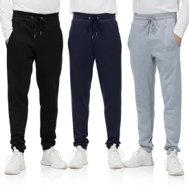 Mens Sweatpants with Pockets, 3 Pack Fleece Casual Jogger for Men Athletic Pants with Drawstring