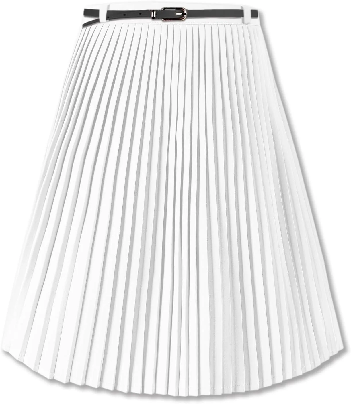 SANGTREE Women Midi Pleated Skirt, Stretchy High Waisted Casual Flowy Accordion Outdoor Travel Weekend Skirt