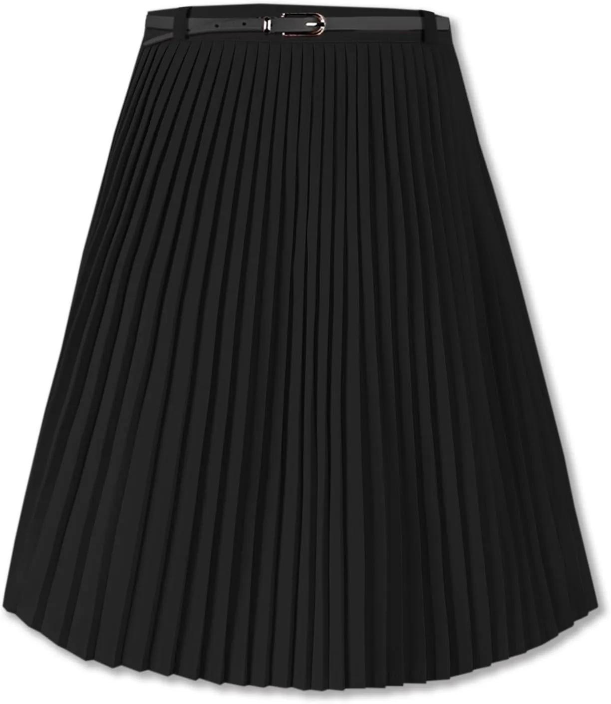 SANGTREE Women Midi Pleated Skirt, Stretchy High Waisted Casual Flowy Accordion Outdoor Travel Weekend Skirt