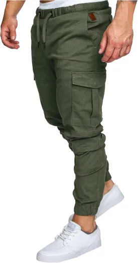 Slim Fit Work Jogger Pants for Men Stretch Twill Cotton Cargo Joggers Sweatpants Elastic Waist Cargo Hiking Pants