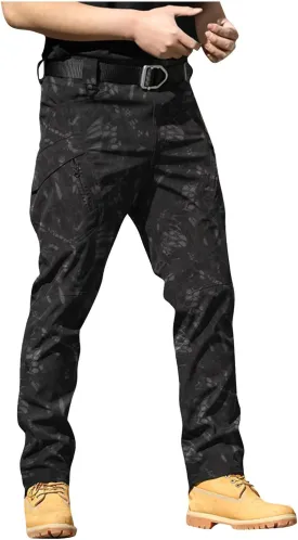 Tactical Pants for Men Stretch Ripstop Waterproof Zipper Cargo Hiking Pants Lightweight Work Pant Travel with Pockets