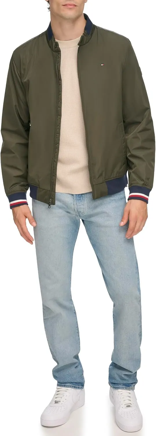 Tommy Hilfiger Mens Lightweight Varsity Rib Knit Bomber Jacket