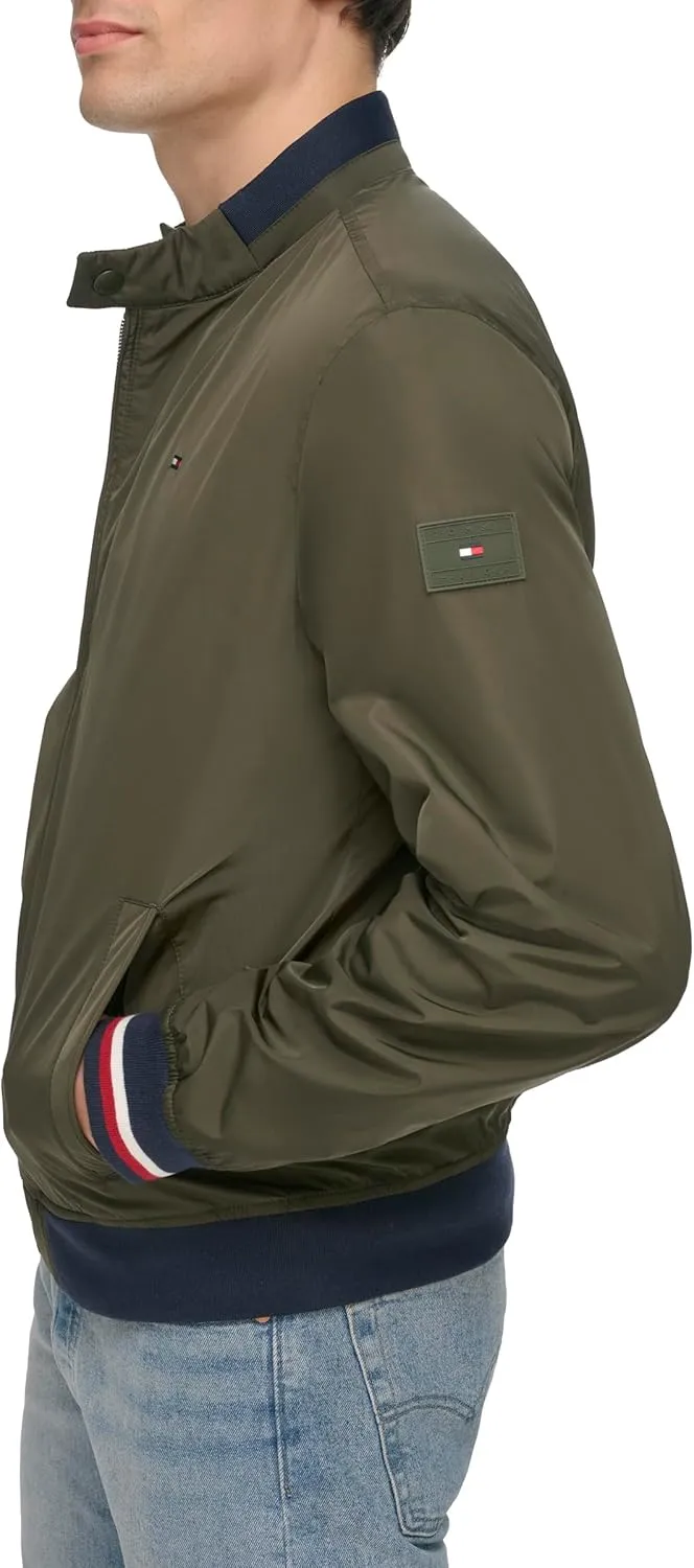 Tommy Hilfiger Mens Lightweight Varsity Rib Knit Bomber Jacket