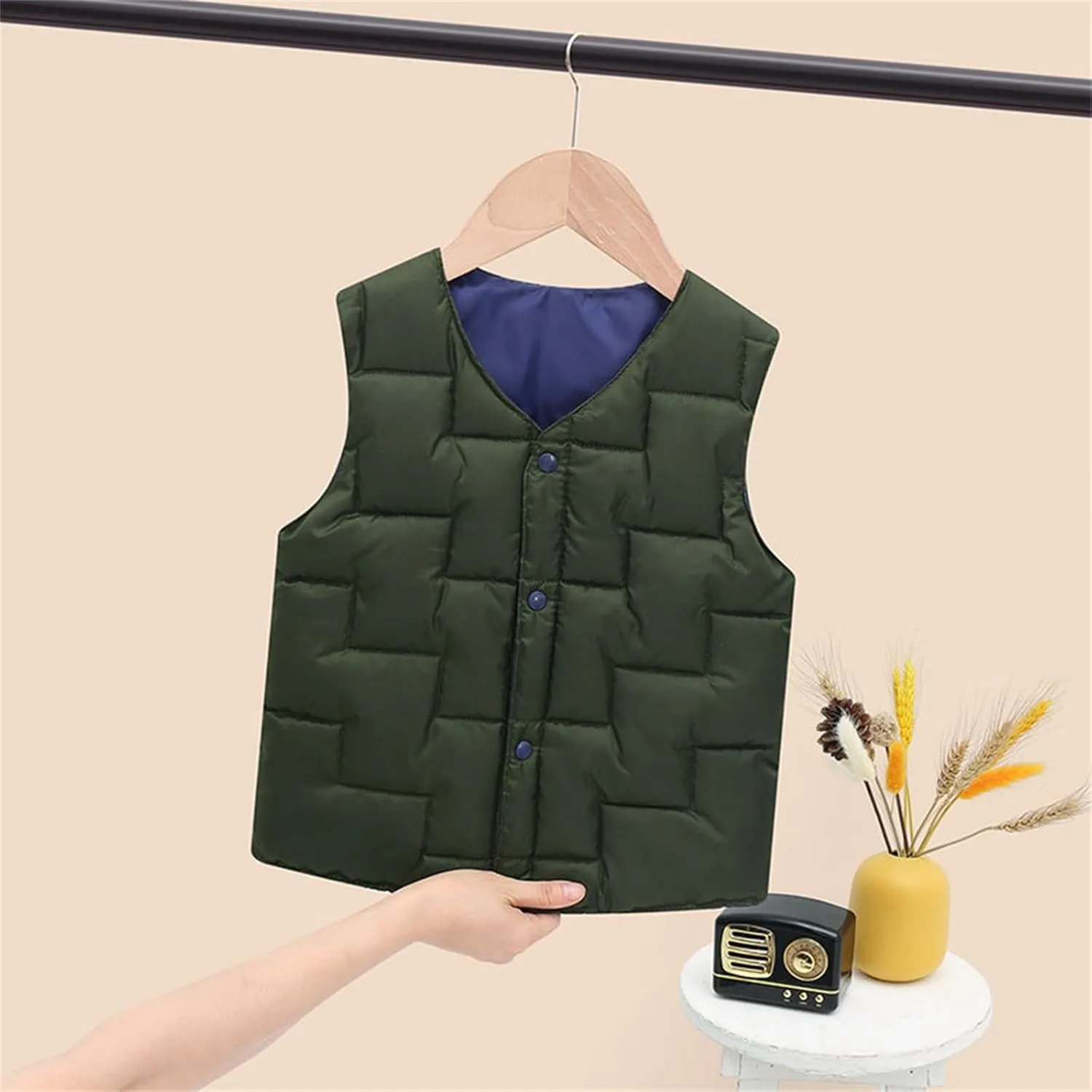 Unisex Soft Puffer Vest Coat Toddler Boys Girls Solid Sleeveless Button Up Warm Fall Winter Waistcoat Down Jacket