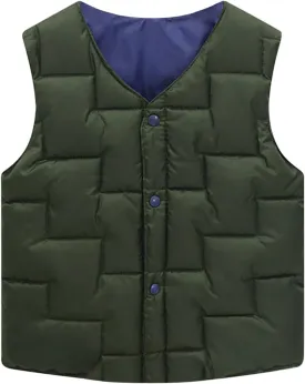 Unisex Soft Puffer Vest Coat Toddler Boys Girls Solid Sleeveless Button Up Warm Fall Winter Waistcoat Down Jacket