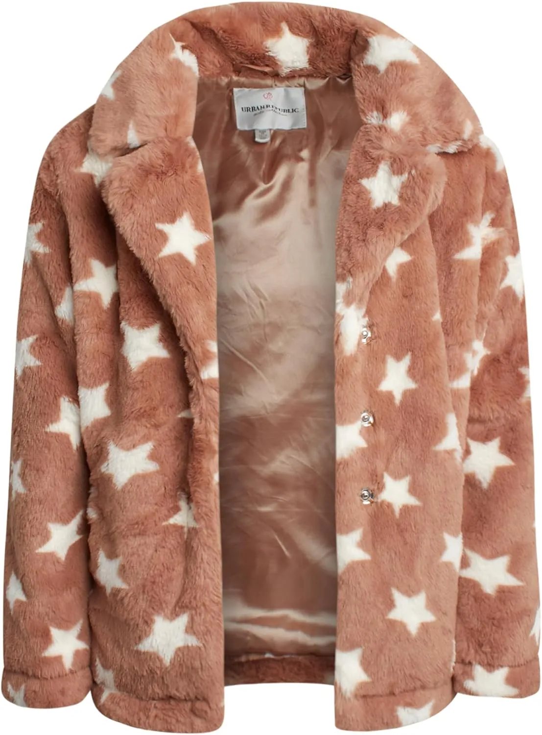 URBAN REPUBLIC Girls' Jacket- Long-Length Plush Faux Fur Teddy Overcoat