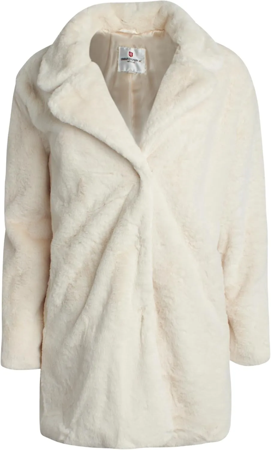 URBAN REPUBLIC Women's Faux Fur Long Coat - Elegant Lapel Collared Long Winter Coat - Stylish Outdoor Coats for Women (S-XL)