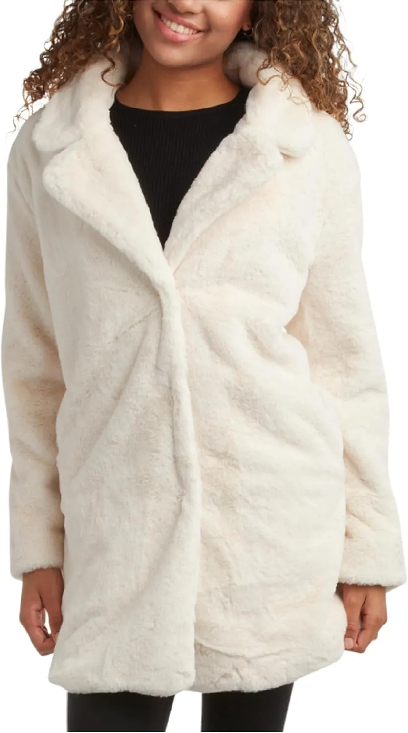 URBAN REPUBLIC Women's Faux Fur Long Coat - Elegant Lapel Collared Long Winter Coat - Stylish Outdoor Coats for Women (S-XL)