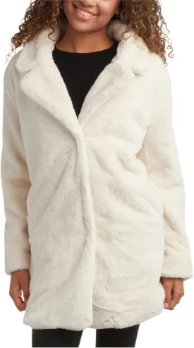 URBAN REPUBLIC Women's Faux Fur Long Coat - Elegant Lapel Collared Long Winter Coat - Stylish Outdoor Coats for Women (S-XL)