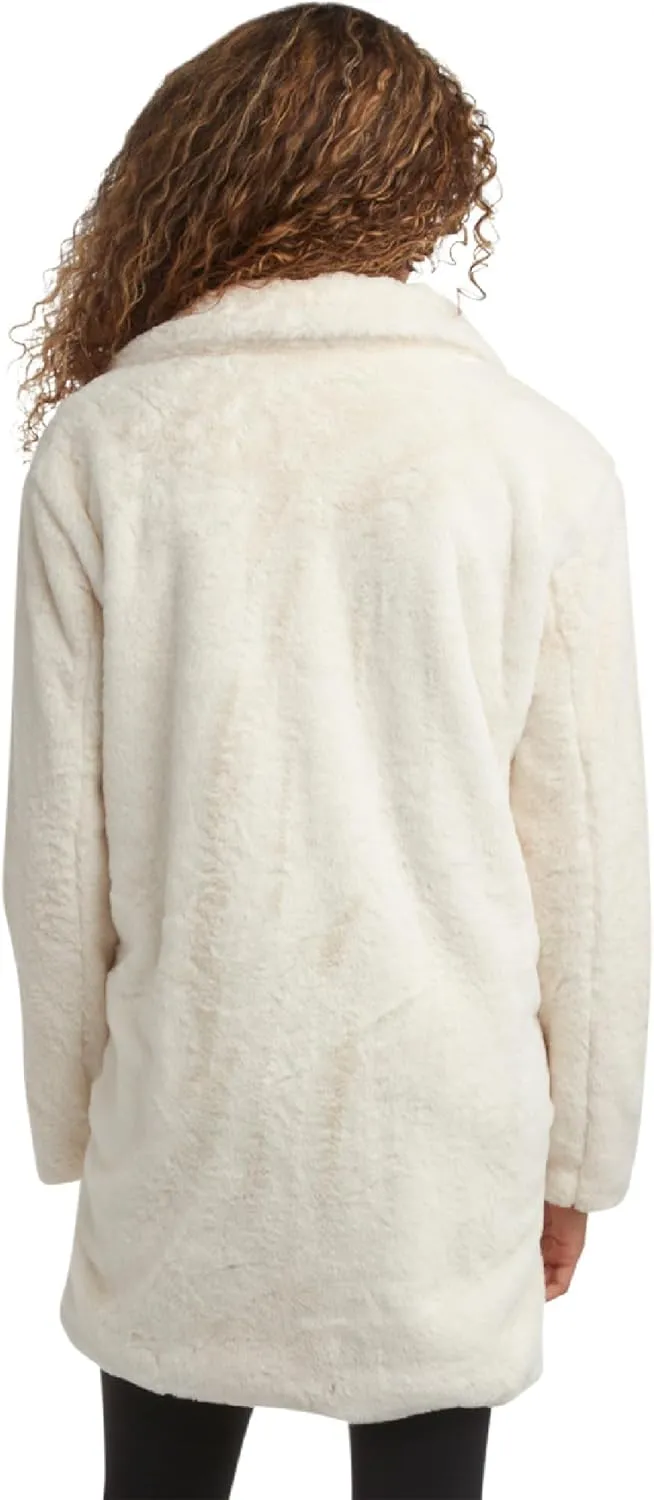 URBAN REPUBLIC Women's Faux Fur Long Coat - Elegant Lapel Collared Long Winter Coat - Stylish Outdoor Coats for Women (S-XL)