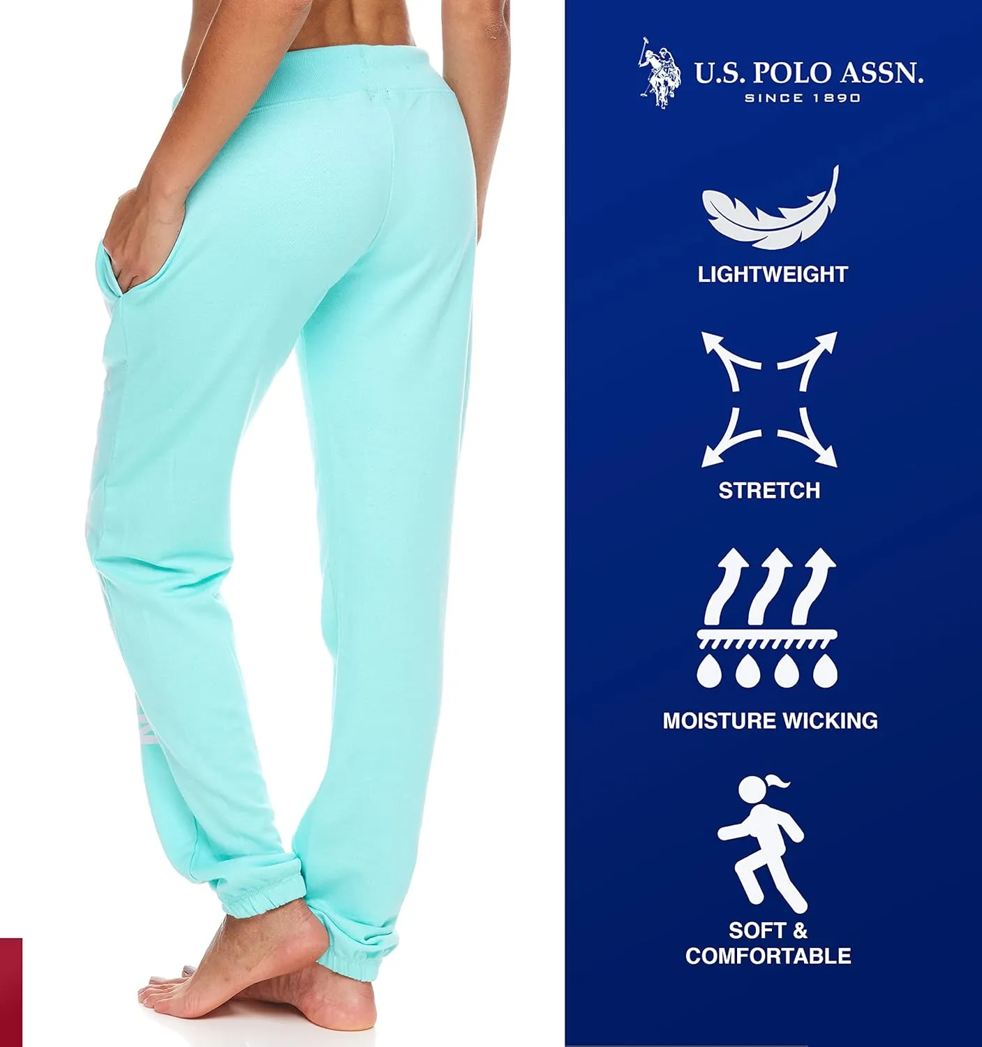 U.S. Polo Assn. Essentials Womens Sweatpants with Pockets, Comfy and Breathable French Terry Joggers for Women