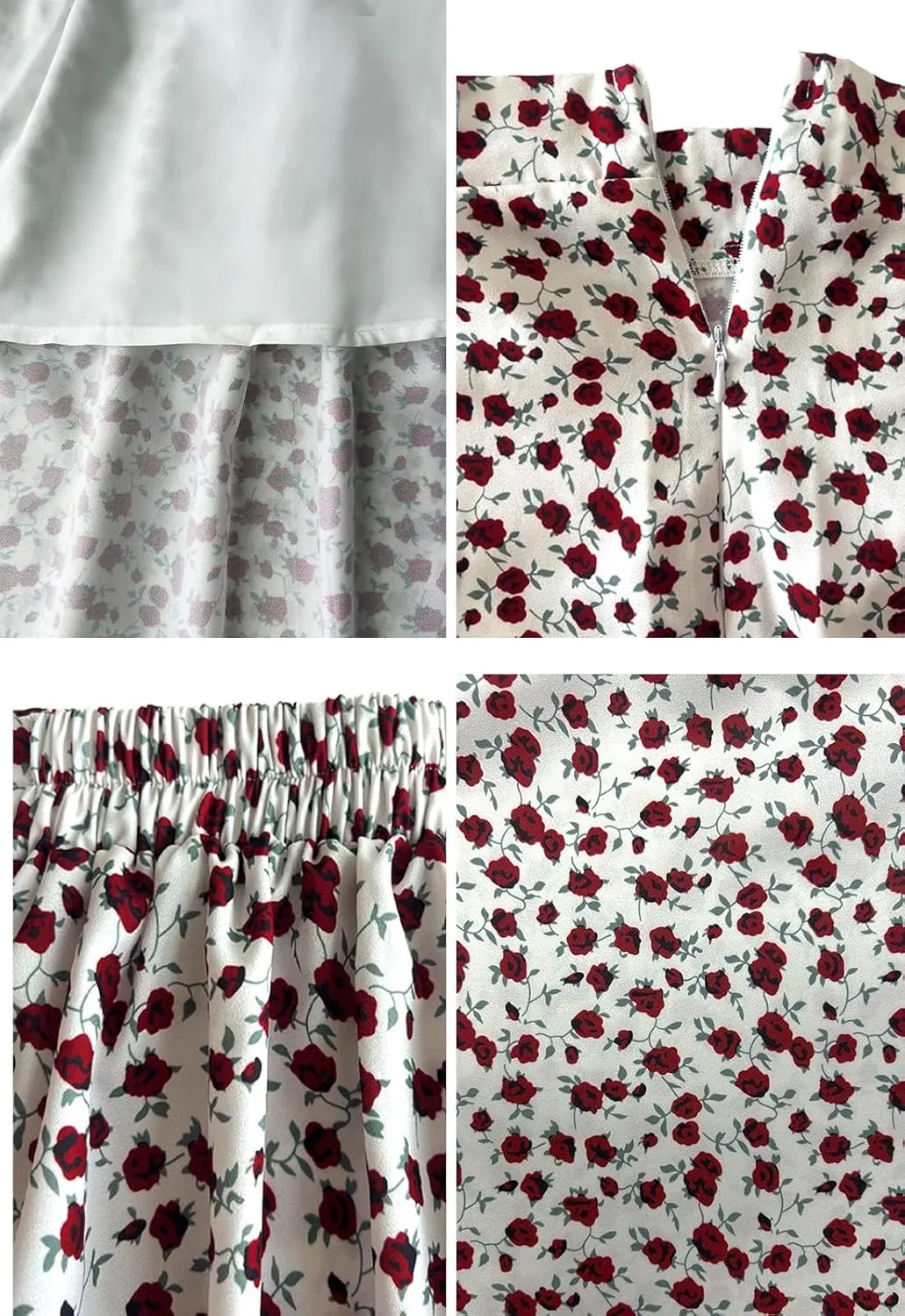 Womens Floral Print Midi Skirt Casual High Elastic Waist Zipper Vintage Long Boho Skirts for Women